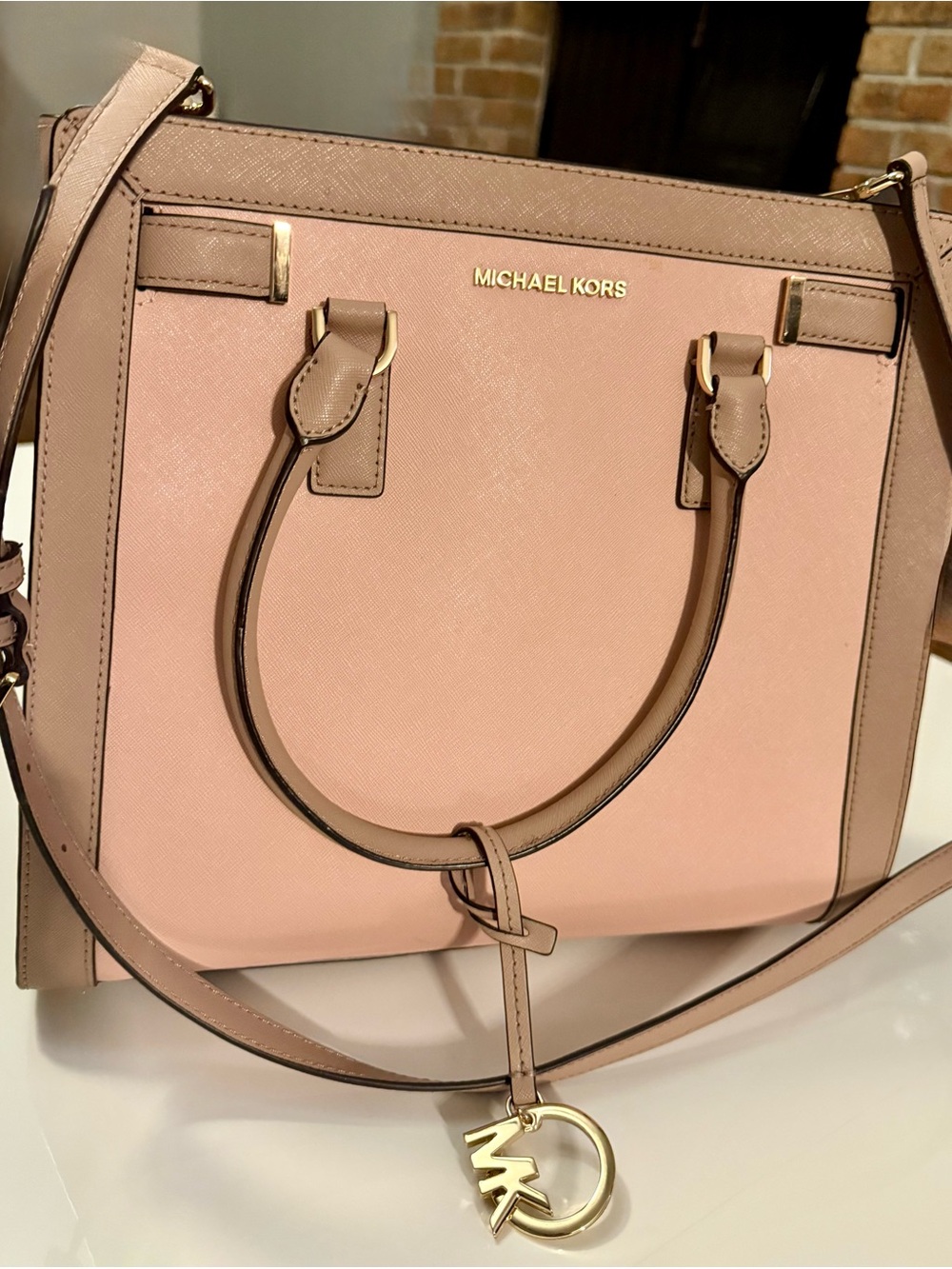 Michael Kors Blush Pink Saffiano Satchel with Gold Hardware